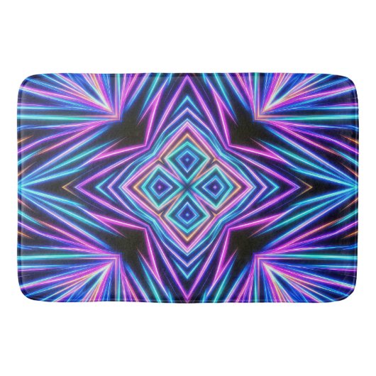 Psychedelische Neon-Abstract-Explosion Badematte (Vorderseite)