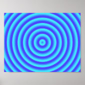 Psychedelische Neon Blue Circles Poster (Vorne)