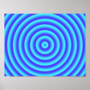 Psychedelische Neon Blue Circles Poster