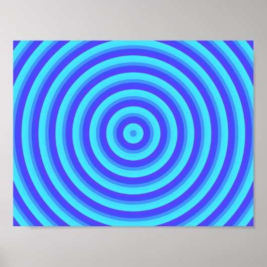 Psychedelische Neon Blue Circles Poster (Vorne)