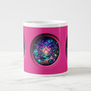 Psychedelische Neon-Portal-Fantasielandschaft umla Jumbo-Tasse