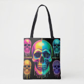 Psychedelische Neon Skulls: Eine lebendige digital Tasche (Vorderseite)