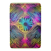 Psychedelische Neonlinien mit Blume Art Badematte (Vorderseite Vertikal)