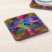 Psychedelische Neonlinien mit Blume Art Getränkeuntersetzer (Linke Seite)