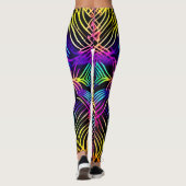 Psychedelische Neonlinien mit Blume Art Leggings (Rückseite)
