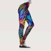 Psychedelische Neonlinien mit Blume Art Leggings (Rechts)