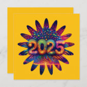 Psychedelische Neujahre 2025 Feuerwerk-Anzeige Einladung (Vorne/Hinten)