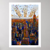 Psychedelische NYC Skyline: ESB, WTC #1 Poster (Vorne)