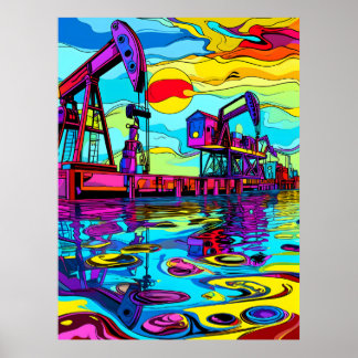 Psychedelische Ölringe: Reflektionen über industri Poster