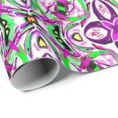 Psychedelische Orchideen und Herzen... Geschenkpapier (Rolleneckpunkt)