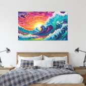 Psychedelische Ozeanwellen Leinwanddruck (Insitu (Schlafzimmer))