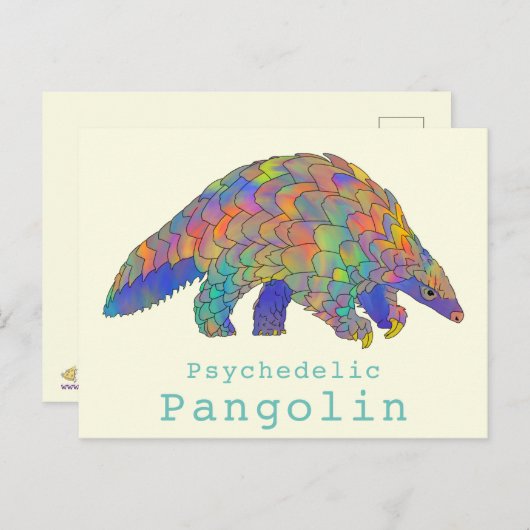 Psychedelische Pangolin gefährdete Tierarten Art Postkarte (Vorne/Hinten)
