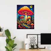 Psychedelische Pilze nach Mitternacht Poster (Heimbüro)