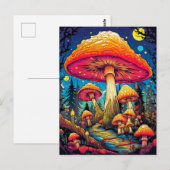 Psychedelische Pilze nach Mitternacht Postkarte (Vorne/Hinten)