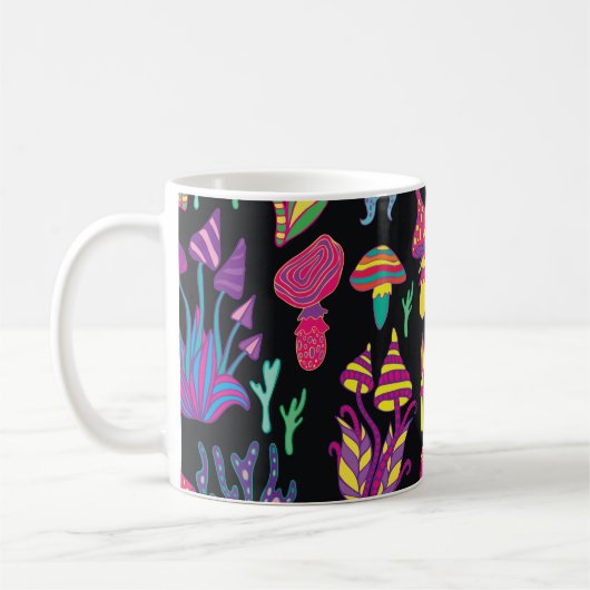 Psychedelische Pilze Regenbogenfarben Muster Kaffeetasse (Links)
