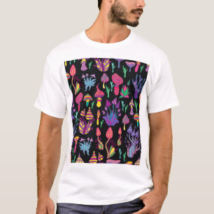 Psychedelische Pilze Regenbogenfarben Muster T-Shirt