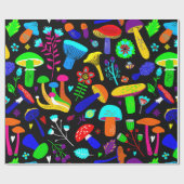 Psychedelische Pilze Retro-Blumengestalt Geschenkpapier (Flach)