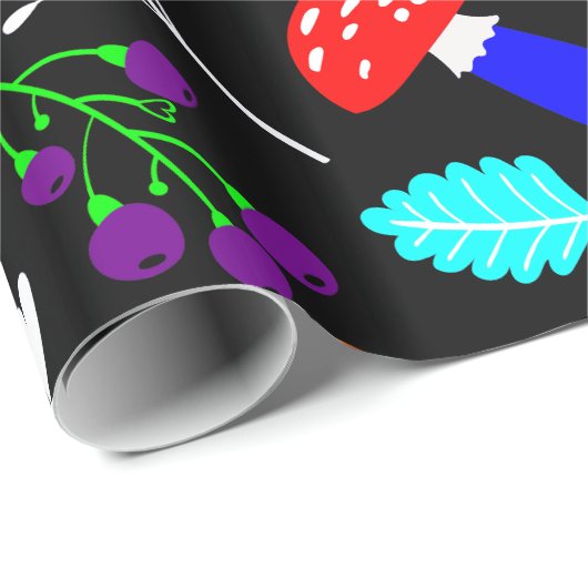 Psychedelische Pilze Retro-Blumengestalt Geschenkpapier (Rolleneckpunkt)