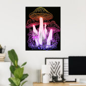 Psychedelische Pilze Schwarzer Hintergrund an eine Poster (Heimbüro)