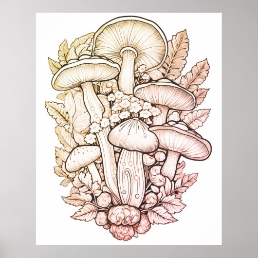 Psychedelische Pilze schwarzer Hintergrund an eine Poster (Vorne)