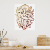 Psychedelische Pilze schwarzer Hintergrund an eine Poster (Küche)