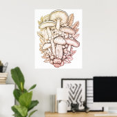 Psychedelische Pilze schwarzer Hintergrund an eine Poster (Heimbüro)
