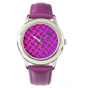 Psychedelische pinke gemusterte Uhr