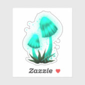 Psychedelische Pixie Cap Glasan Cyan Mushroom Cut Aufkleber (Blatt)