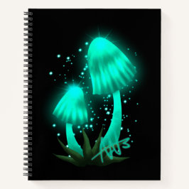 Psychedelische Pixie Cap Glows Cyan Mushroom Spira Notizblock