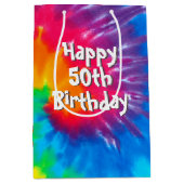 Psychedelische Rainbow-Gefärbte Krawatte 50. Gebur Mittlere Geschenktüte (Vorderseite)