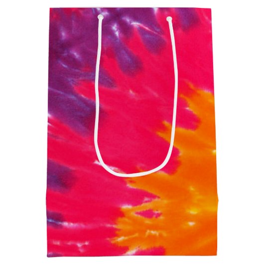 Psychedelische Rainbow-Gefärbte Krawatte 50. Gebur Mittlere Geschenktüte (Rückseite)