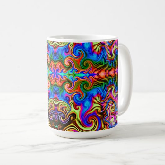 Psychedelische Rainbow Neon Super-Trippy Coffee Ta Kaffeetasse (VorderseiteRechts)