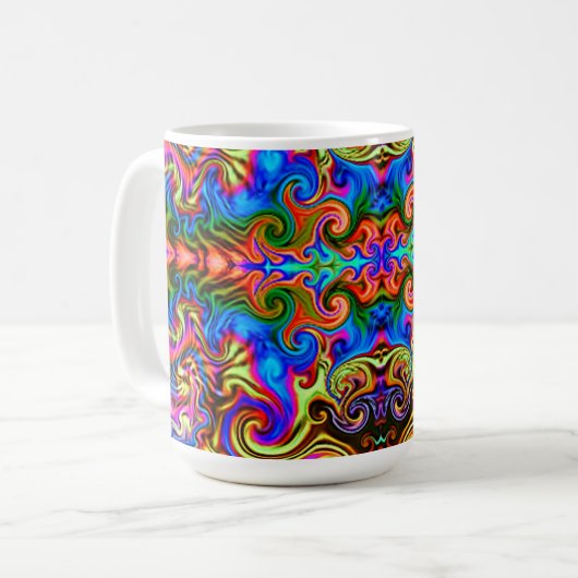 Psychedelische Rainbow Neon Super-Trippy Coffee Ta Kaffeetasse (Vorderseite Links)