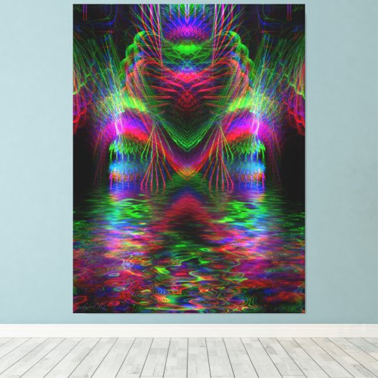 Psychedelische Regenbogen-Liebe Herz-Wrapped Canva Leinwanddruck (Insitu (Holzboden))