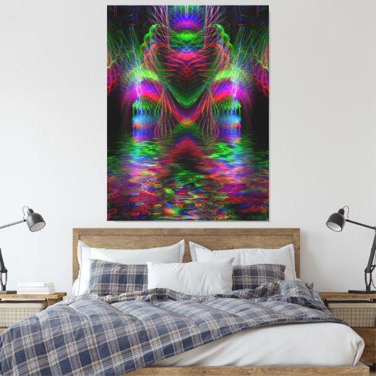 Psychedelische Regenbogen-Liebe Herz-Wrapped Canva Leinwanddruck (Insitu (Schlafzimmer))