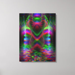 Psychedelische Regenbogen-Liebesherzen eingewickel Leinwanddruck