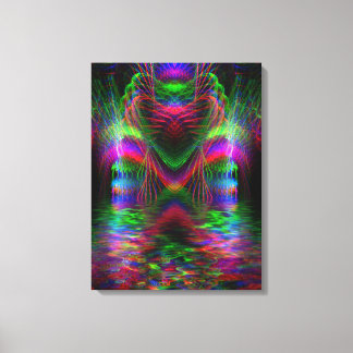 Psychedelische Regenbogen-Liebesherzen eingewickel Leinwanddruck