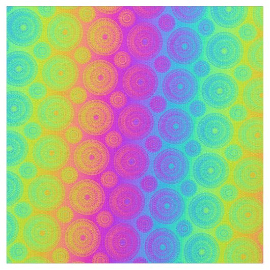 Psychedelische Regenbogen-Medaillons Stoff (Nahaufnahme)
