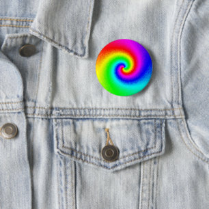 Psychedelische Regenbogen-Spirale der Transformati Button