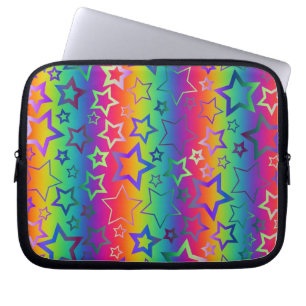 Psychedelische Regenbogen-Sterne Laptopschutzhülle