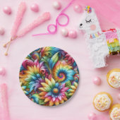 Psychedelische Regenbogen-Tie-Dye-Retro-Papierplat Pappteller (Party)