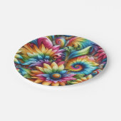 Psychedelische Regenbogen-Tie-Dye-Retro-Papierplat Pappteller (Schrägansicht)