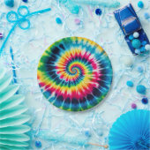 Psychedelische Regenbogen-Tie-Dye-Retro-Papierplat Pappteller (Party)