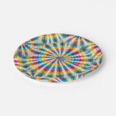 Psychedelische Regenbogen-Tie-Dye-Retro-Papierplat Pappteller (Schrägansicht)