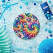 Psychedelische Regenbogen-Tie-Dye-Retro-Papierplat Pappteller (Party)