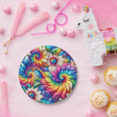 Psychedelische Regenbogen-Tie-Dye-Retro-Papierplat Pappteller (Party)