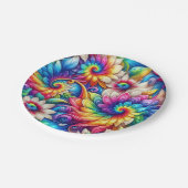 Psychedelische Regenbogen-Tie-Dye-Retro-Papierplat Pappteller (Schrägansicht)