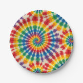 Psychedelische Regenbogen-Tie-Dye-Retro-Papierplat Pappteller (Vorderseite)