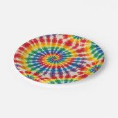Psychedelische Regenbogen-Tie-Dye-Retro-Papierplat Pappteller (Schrägansicht)