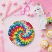 Psychedelische Regenbogen-Tie-Dye-Retro-Papierplat Pappteller (Party)